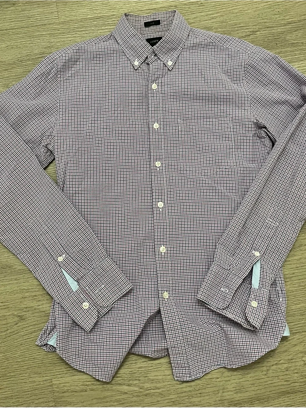 J. Crew Men's Multicolor Micro-Check Button-Down Shirt Slim Size Small